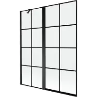 Mexen Mist badscherm 2-delig links 140 x 150 , zwart raster, zwart - 8A9-140-011-70-77-L
