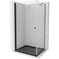 Mexen Pretoria schuifdouchecabine 70 x 120 , transparant, zwart + Flat douchebak, zwart - 852-070-120-70-00-4070B