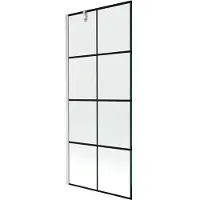 Mexen Next badwand scherm 1-deurs 80 x 150 , zwart raster, geborsteld nikkel - 895-080-000-00-77-97