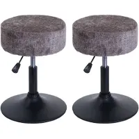 MCW Set van 2 krukken -C22, kruk make-up kruk, in hoogte verstelbaar draaibaar Ø 37cm stof chenille (465g/m²) ~ bruin
