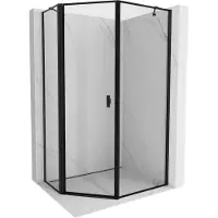 Mexen Mist asyetrische vijfhoekige douchecabine, linksdraaiend, 90 x 100 , zwarte omlijsting, zwart - 8A8-090-100-70-70-L