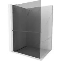 Mexen Kioto+ L douchewand met plank Walk-in 70 x 200 , grafiet, geborsteld kanon grijs - 800-070-123-66-40