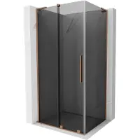 Mexen Velar L douchecabine schuifdeur 90 x 75 , grafiet, geborsteld koper - 871-090-075-43-65
