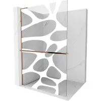 Mexen Kioto+ L douchewand met plank Walk-in 80 x 200 , witte golf, roze goud - 800-080-123-60-97