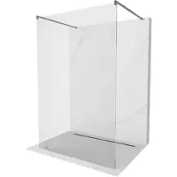 Mexen Kioto vrijstaande douchewand 135 x 200 , transparant 8 mm, geborsteld grijs - 800-135-002-66-00