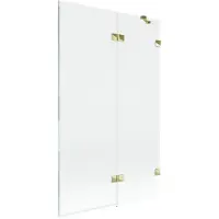 Mexen Lunar badwand 2-delig rechts 110 x 150 , transparant, goud - 897-110-100-50-00-P