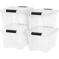 Iris USA 19 Qt Stapelbare Plastic Opslagdozen met Deksel, 4-Pack - BPA-Vrij, Gemaakt in de VS