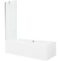 Mexen Cube rechthoekig bad 180 x 80 met ombouw en 1-delig scherm 60 , transparant, chroom - 550518080X9506000001