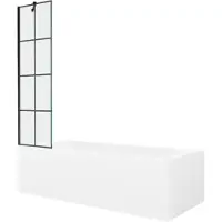 Mexen Vega rechthoekig bad 160 x 70 met ombouw en 1-vleugelig scherm 50 , zwart patroon - 550116070X9505007077