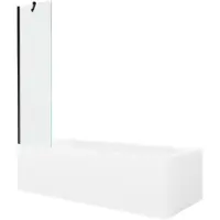 Mexen Vega rechthoekig bad 160 x 70 met omhulsel en 1-delige scherm 50 , transparant, zwart - 550116070X9505000070