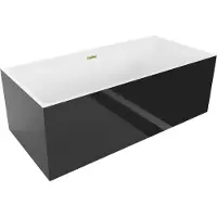 Mexen Nita vrijstaande badkuip 170 x 80 , wit/zwart, overloop goud geborsteld - 52091708075-55