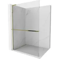 Mexen Kioto+ L douchewand met plank Walk-in 100 x 200 , transparant, goud - 800-100-123-50-00