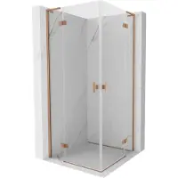 Mexen Mist-H L Duo douchecabine open 90 x 90 , transparant, geborsteld koper - 8A5L-090L-090P-65-00