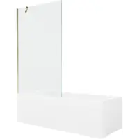 Mexen Cubik rechthoekig bad 170 x 70 met omhulsel en 1-deurs scherm 100 , transparant, goud - 550317070X9510000050