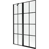Mexen Mist douchescherm 2-delig links 110 x 150 , zwart raster, zwart - 8A9-110-011-70-77-L