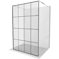 Mexen Kioto vrijstaande douchewand 160 x 200 , zwart raster 8 mm, chroom - 800-160-002-01-77