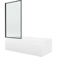 Mexen Cubik rechthoekig bad 170 x 70 met ombouw en 1-vleugelige scherm 70 , zwart patroon gefixeerd - 550317070X9307007070