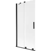 Mexen Velar 2-delige verschuifbare badwand 90 x 150 cm, matglas, zwart - 896-090-000-31-70