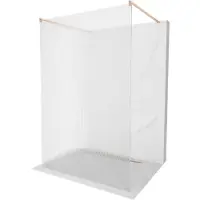 Mexen Kioto vrijstaande douchewand 110 x 200 , strepen 8 mm, geborsteld koper - 800-110-002-65-09