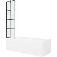 Mexen Cubik rechthoekig bad 160 x 70 met ombouw en 1-deurs scherm 50 , zwart patroon - 550316070X9505007077