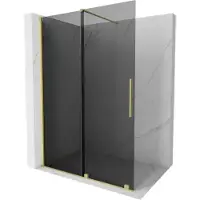 Mexen Velar schuifbare douchewand Walk-in 150 x 200 , grafiet 8 mm, geborsteld goud - 871-150-000-43-55