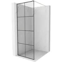 Mexen Kioto douchewand Walk-in 70 x 200 , zwart rooster 8 mm, geborsteld nikkel - 800-070-101-97-77
