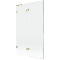 Mexen Lunar L badwand 2-delig links 110 x 150 , transparant, geborsteld goud - 897L-110-100-55-00-L