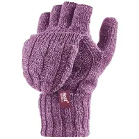 Heat Holder Gebreide thermo vingerloze converterhandschoenen voor dames - Roos