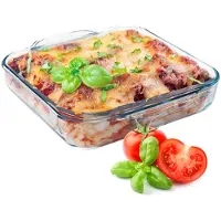 Kadax Bakvorm van glas, transparante cakevorm, robuuste taartvorm met dikke bodem, ovenschaal voor elektrische en gasfornuizen, bakvorm voor pizza (vierkant 30 x 25 cm)