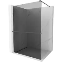 Mexen Kioto+ douchewand met plank Walk-in 90 x 200 , grafiet, gepolijst gun gray - 800-090-121-66-40