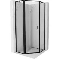 Mexen Mist vijfhoekige douchecabine scharnierend links 90 x 90 , zwart frame, zwart - 8A8-090-090-70-70-L