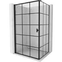 Mexen Mist-B douchecabine zwaaiend links 100 x 75 , zwart raster, zwart - 8A2T-100-075-70-77-L
