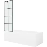 Mexen Vega rechthoekig bad 170 x 70 met ombouw en 1-deurs scherm 60 , zwart patroon - 550117077X9506007077