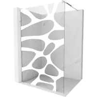 Mexen Kioto douchewand Walk-in 140 x 200 , witte golf 8 mm, chroom - 800-140-101-01-97