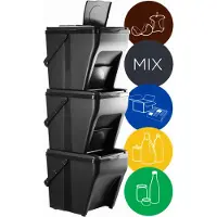 Kadax Afvalscheidingssysteem, modulaire vuilnisemmer van kunststof, recycling-emmer voor keuken en badkamer, sorteerdoos, bio-afvalemmer, afvalsorteerder (3 x 25 l)
