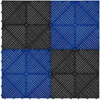 MonsterShop Geventileerde Kliktegels 3,2m x 6m voor Garage en Werkplaatsen, Antislip - 90 Blauw en 30 Zwart