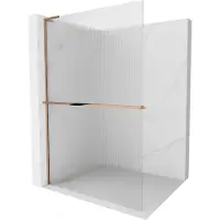 Mexen Kioto+ L douchescherm met plank Walk-in 120 x 200 , stroken, roze goud - 800-120-123-60-09
