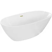 Mexen Eris vrijstaande badkuip 180 x 95 , wit, overloop goud geborsteld - 53441809500-55