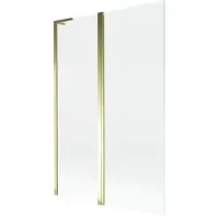 Mexen Mist L badscherm 2-delig 120 x 150 , transparant, goud - 8A9L-120-011-50-00