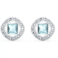 Swarovski Angelic Square dames oorbellen met aqua en witte kristallen en rhodium vergulde zetting, exclusief verkrijgbaar bij Amazon