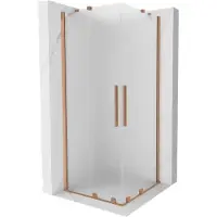 Mexen Velar Duo schuifdouchecabine 80 x 80 , ijsglas, geborsteld koper - 871-080-080-32-65