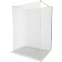 Mexen Kioto vrijstaande douchewand 110 x 200 , strepen 8 mm, goud geborsteld - 800-110-002-55-09