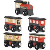 Le Toy Van Houten trein - - Koninklijke Express trein - Rood - 3 magnetische wagons - Rubberhout