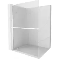 Mexen Kioto+ L douchewand met plank Walk-in 110 x 200 , strepen, wit - 800-110-123-20-09