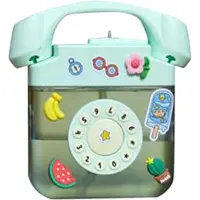 Typecat Creatives Retro Telefoon Vorm Waterfles met Verstelbare Schouderband, Drinkflessen 3D Sticker (Groen)