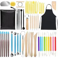 Jojomino 53-Delige Kleigereedschapsset, Kleibeeldhouwgereedschap, Pottenbakkersgereedschapsset, Polymeerkeramiek, Luchtdrogende Kleigereedschapsset,