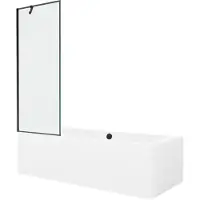 Mexen Cube rechthoekig bad 170 x 80 met ombouw en 1-vleugelige scherm 70 , zwart patroon - 550517080X9507007070