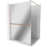 Mexen Kioto+ douchewand met plank Walk-in 80 x 200 , spiegel, geborsteld koper - 800-080-121-65-50