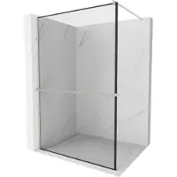 Mexen Kioto+ douchewand met plank Walk-in 120 x 200 , zwart frame, geborsteld nikkel - 800-120-121-97-70