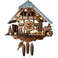 Engstler - 38917/8 - Wandklok - Eendaags kettingaangedreven uurwerk - Walnoot